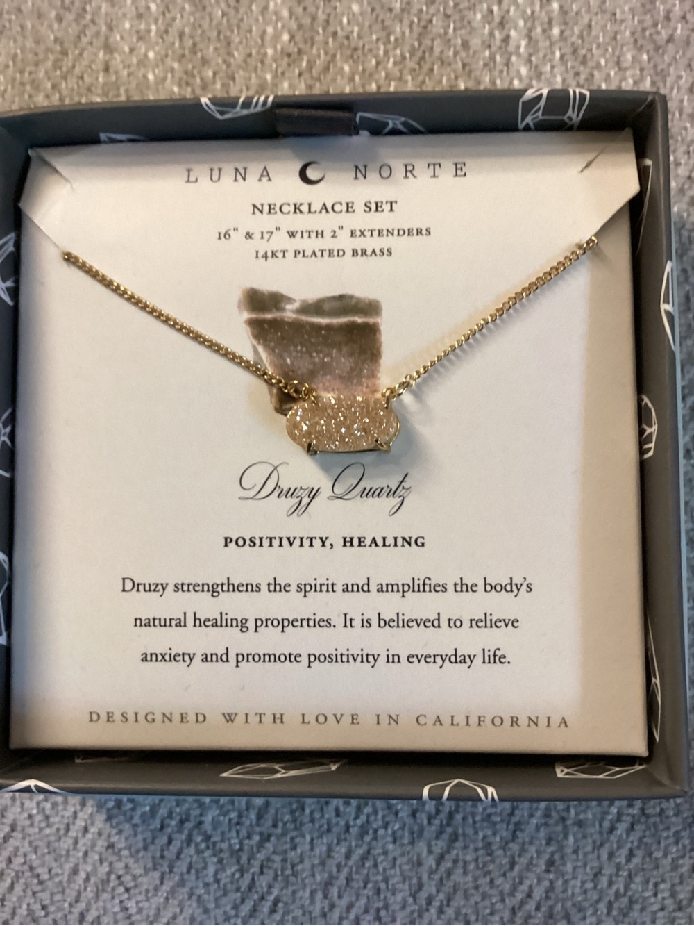 Luna Norte Gold Druzy Quartz Necklace